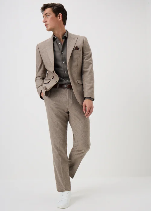 Taylor & Wright Brown Brushed Twill Regular Fit Shirt - S Image 4