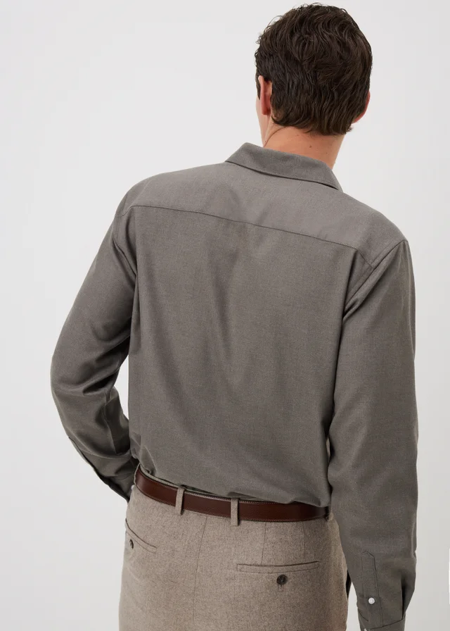 Taylor & Wright Brown Brushed Twill Regular Fit Shirt