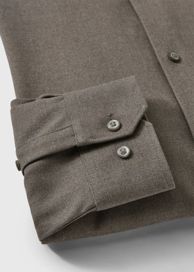 Taylor & Wright Brown Brushed Twill Regular Fit Shirt