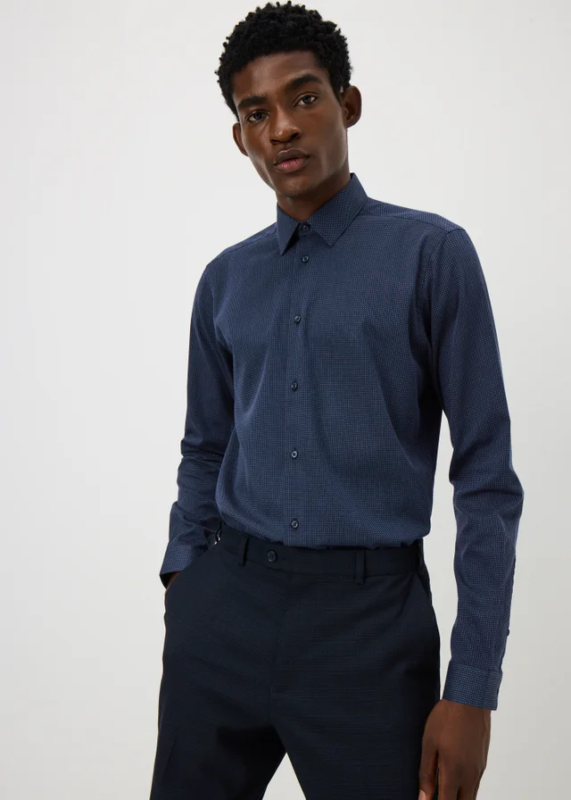 Taylor & Wright Navy Dobby Slim Fit Shirt