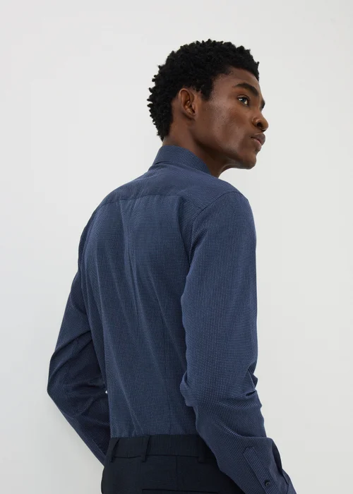 Taylor & Wright Navy Dobby Slim Fit Shirt - S Image 2
