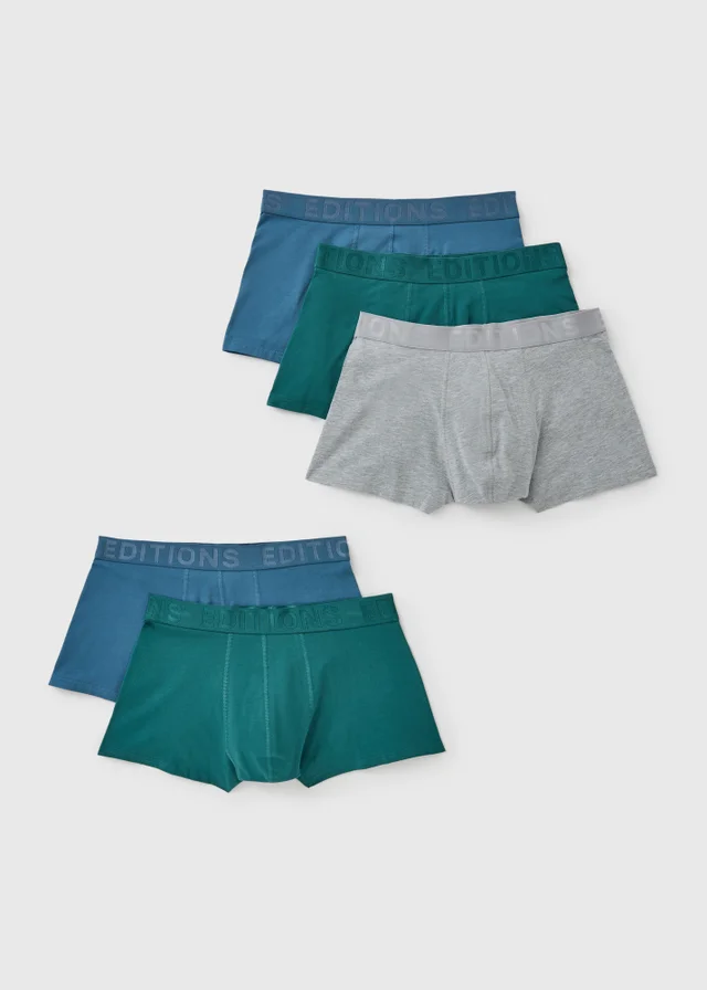 5 Pack Teal Tonal Hipster Boxers