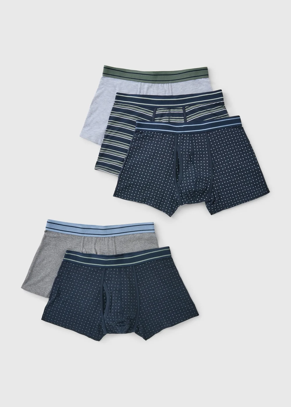 5 Pack Blue Geometric Trunks - S Image 1