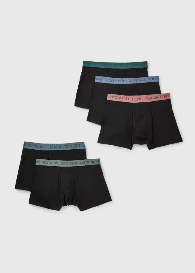 5 Pack Black Editions Waistband Trunks