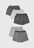 5 Pack Grey Geometric Print Loose Fit Boxers - S Image 1