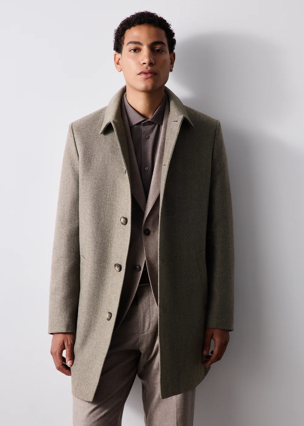 Men's Stone Overcoat - XS Image 2