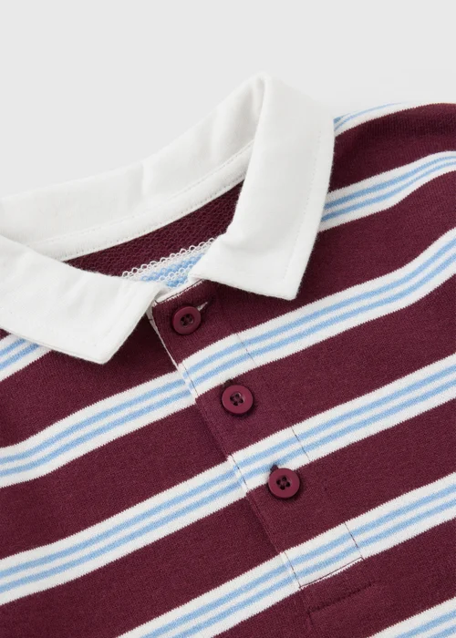 Boys Burgundy Striped Long Sleeved Rugby T-Shirt (1-8yrs) - 1.5-2 Yrs Image 3