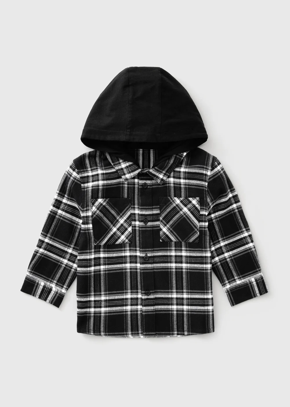 Boys Black Check Hooded Shacket (1-8 Yrs) - 2-3 Yrs Image 1