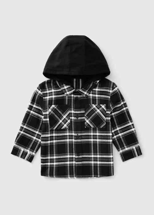Boys Black Check Hooded Shacket (1-8 Yrs) - 2-3 Yrs Image 1