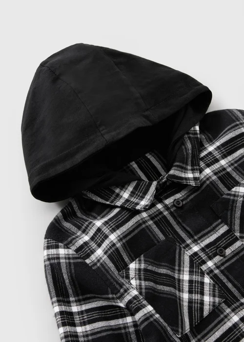 Boys Black Check Hooded Shacket (1-8 Yrs) - 2-3 Yrs Image 2