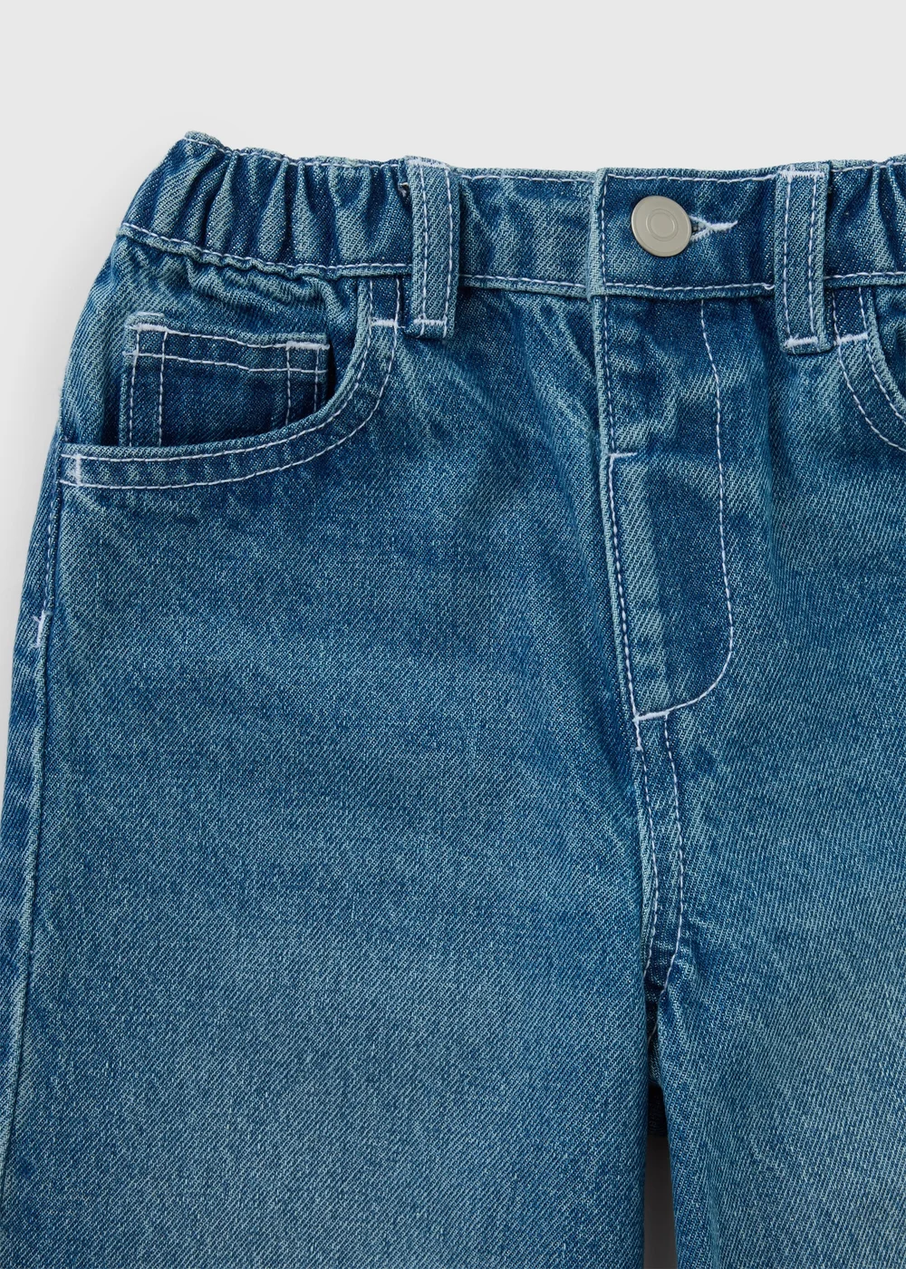 Boys Blue Turn Up Loose Fit Jeans (1-8yrs) - 1-1.5 Yrs Image 2