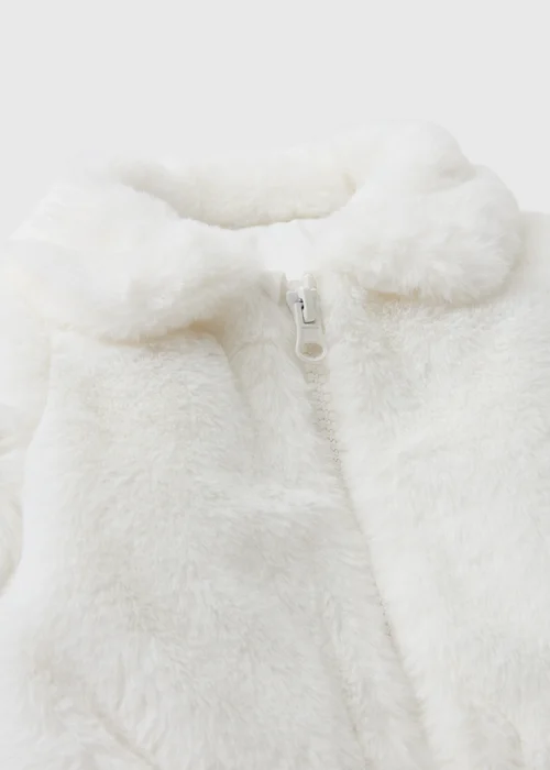 Baby Cream Faux Fur Jacket (0-23mths) - Up to 1 Month Image 2