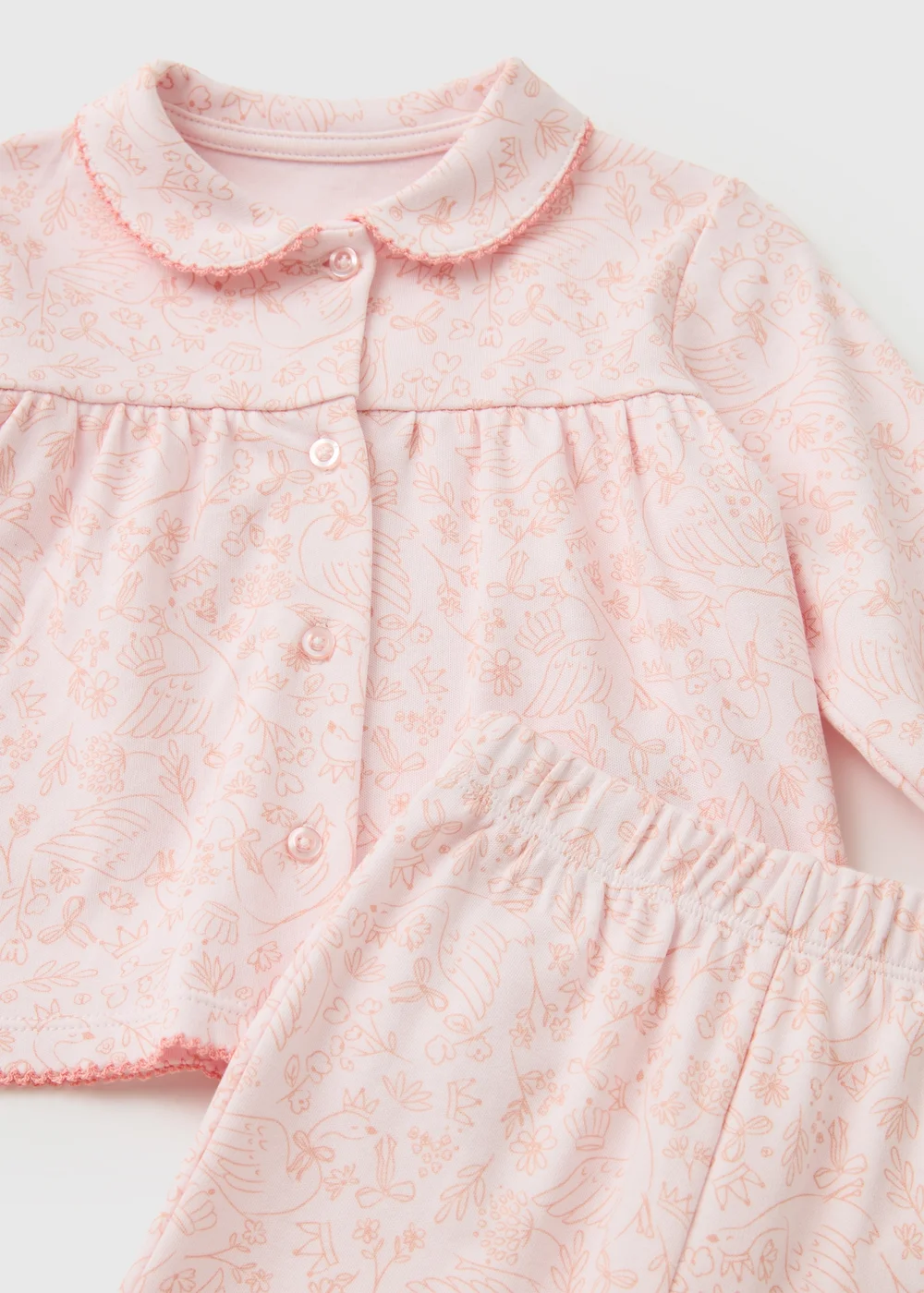 Baby Pink Floral Button Up Pyjama Set (0-23mths) - 0-3 months Image 2