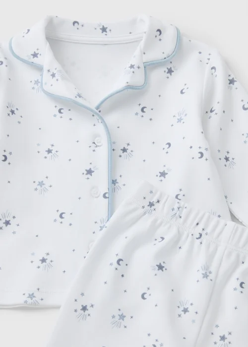 Baby Blue Star Button Up Pyjama Set (0-23mths) - 0-3 months Image 2
