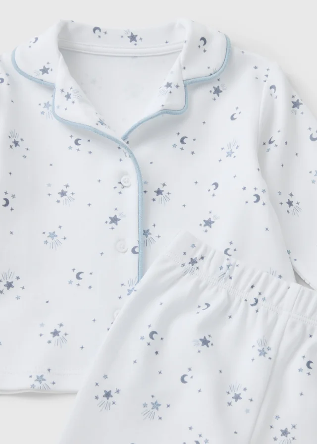 Baby Blue Star Button Up Pyjama Set (0-23mths)