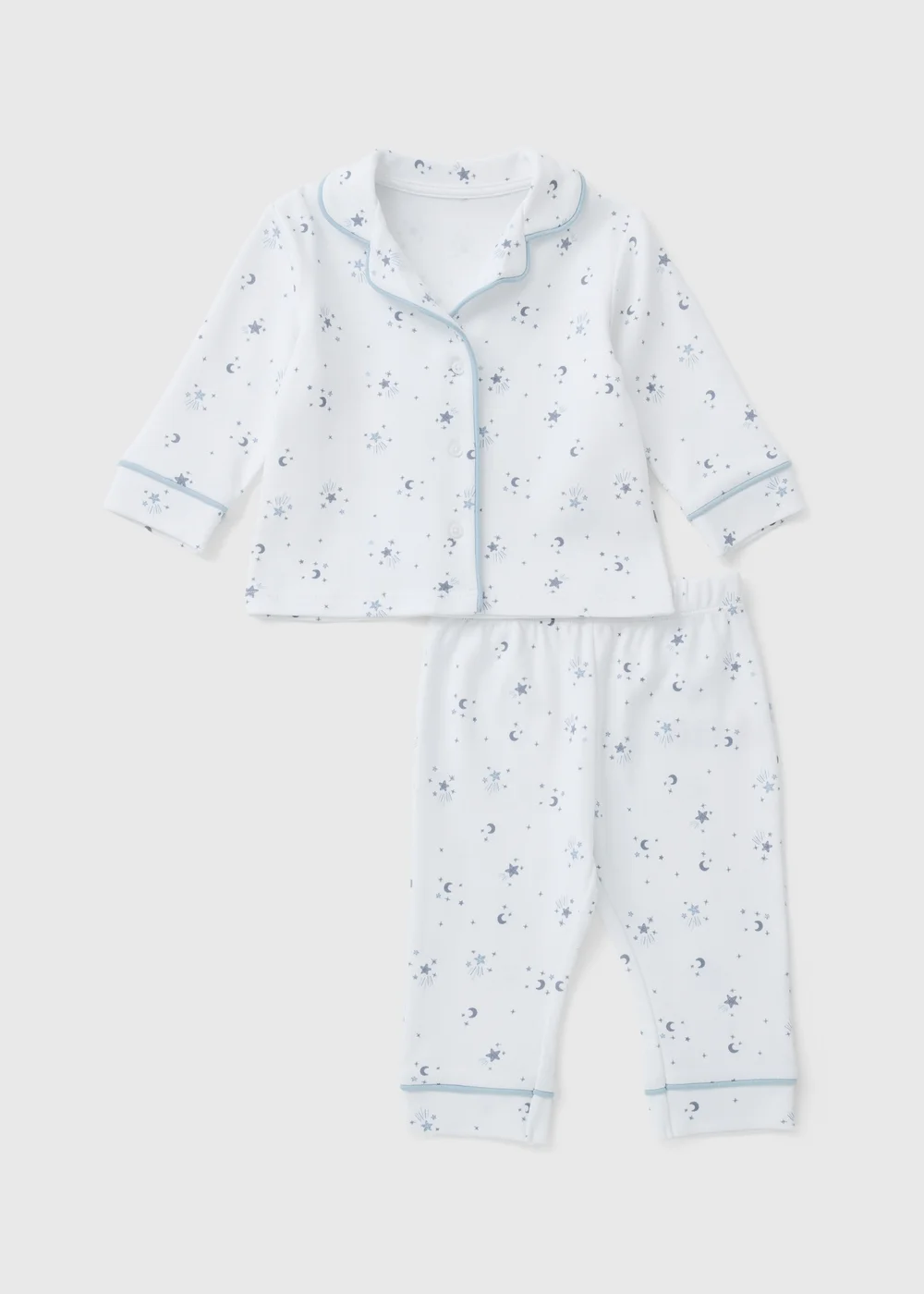Baby Blue Star Button Up Pyjama Set (0-23mths) - 0-3 months Image 1