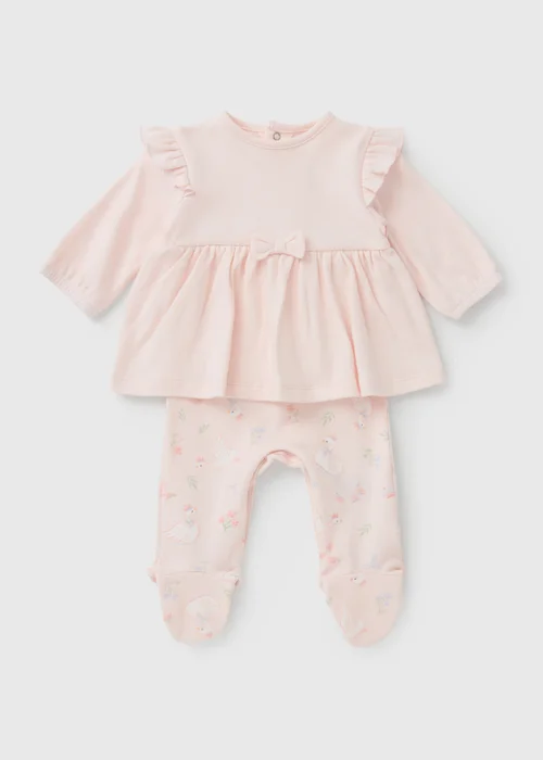 Baby Pink Swan Layette Peplum Sleepsuit (0-18mths) - 6-9 months Image 1