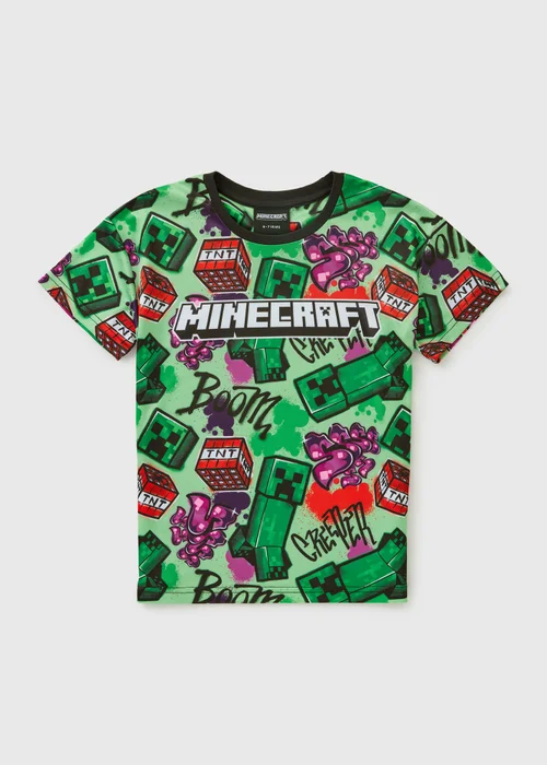 Minecraft Boys Green Graffiti T-Shirt (4-13yrs) - 4-5 Yrs Image 1