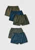 5 Pack Khaki Patterned Woven Boxers - S Image 1
