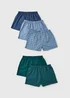 5 Pack Teal Geometric Woven Boxers - S Image 1