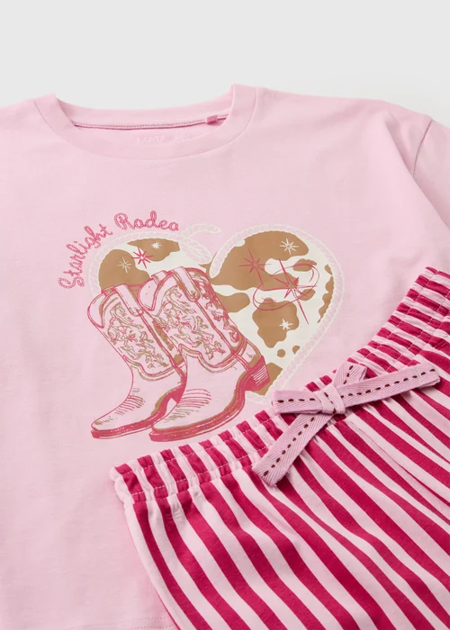 Girls Pink Cowgirl Pyjama Set (4-13yrs) - 4 Yrs Image 2