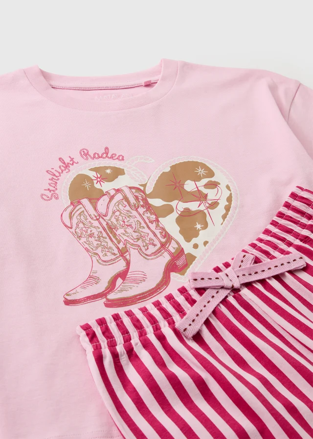 Girls Pink Cowgirl Pyjama Set (4-13yrs)