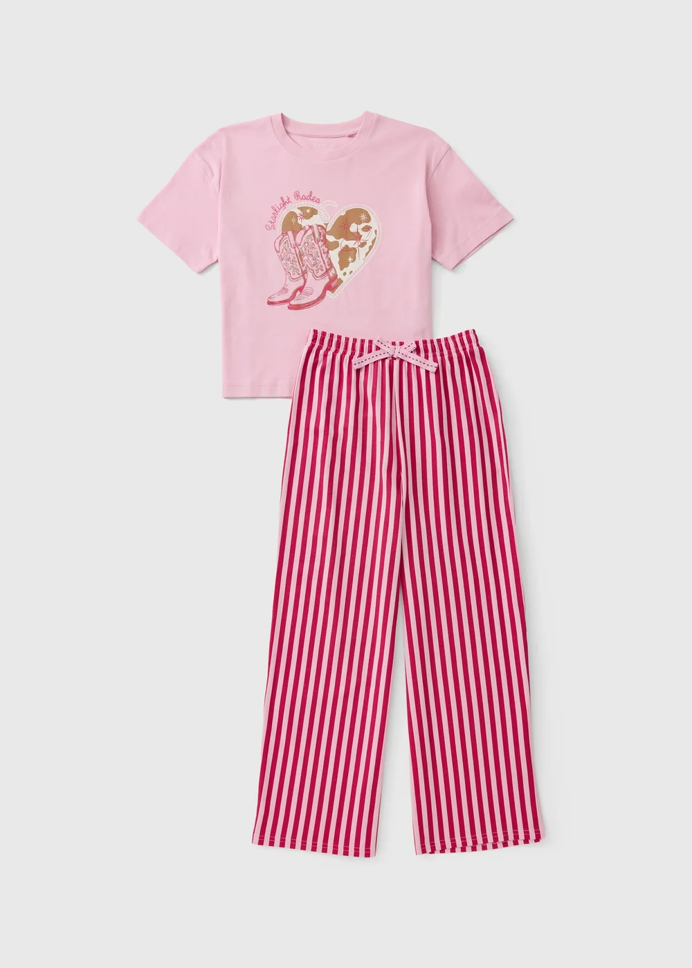 Girls Pink Cowgirl Pyjama Set (4-13yrs) - 4 Yrs Image 1