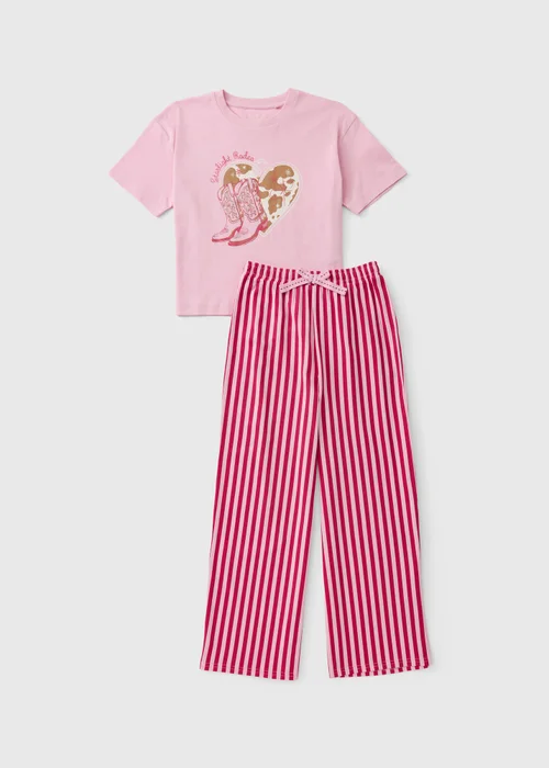 Girls Pink Cowgirl Pyjama Set (4-13yrs) - 4 Yrs Image 1
