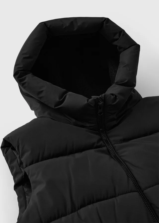 Girls Black Hooded Gilet (7-15 Yrs)
