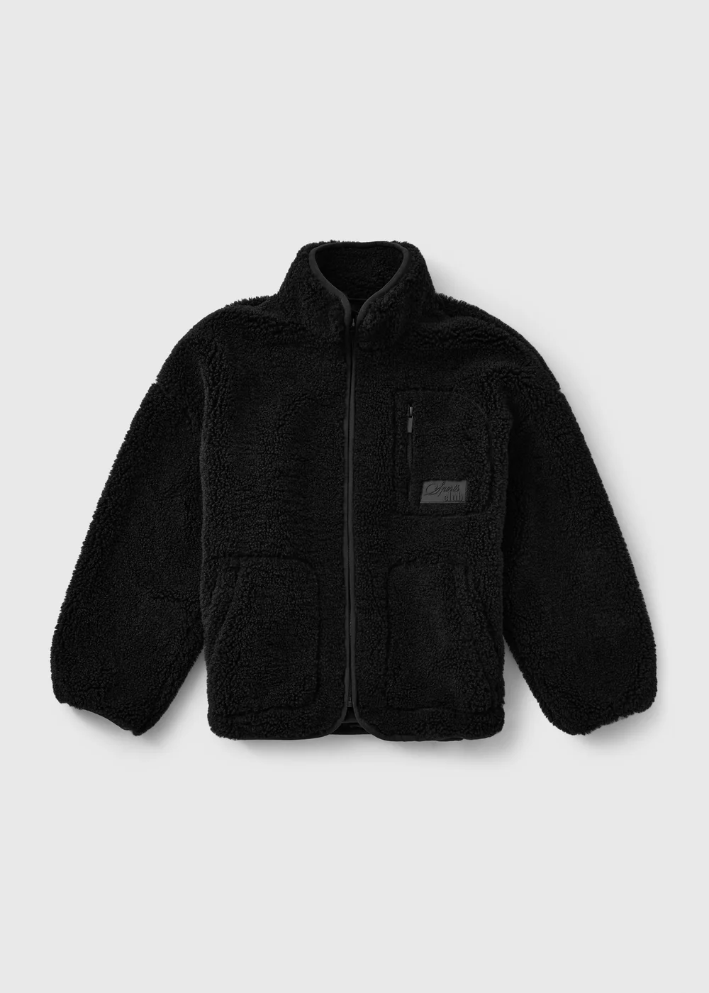 Girls Black Sports Club Borg Jacket (7-15yrs) - 7 Yrs Image 1