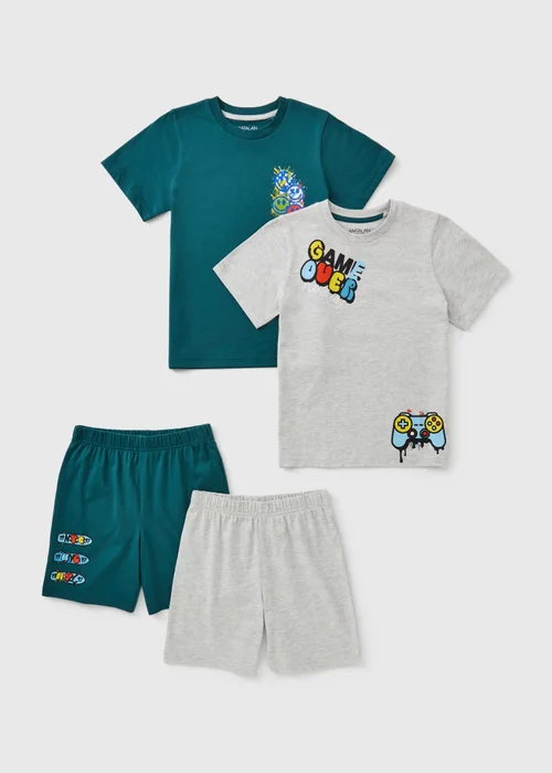 Boys 2 Pack Grey Skate Top & Shorts Set (7-13yrs) - 10 Yrs Image 1