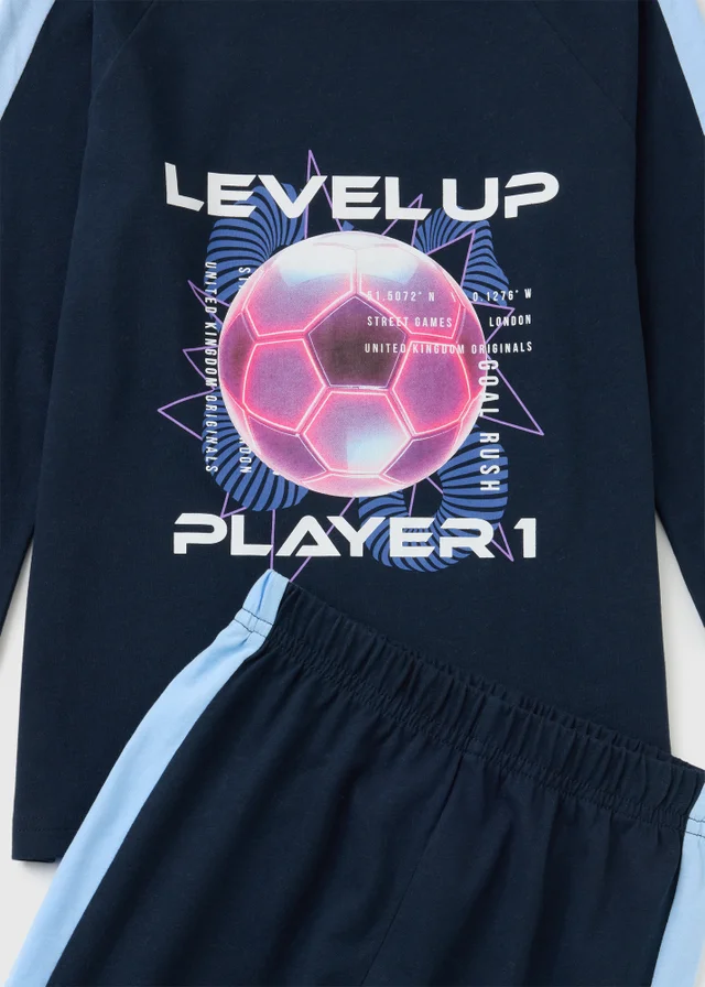 Boys Blue Football Pyjama Set (7-13yrs)
