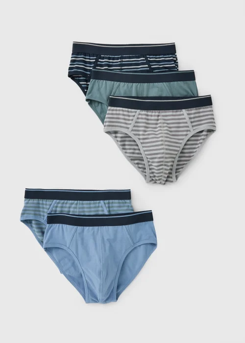 5 Pack Blue Stripe Briefs - S Image 1