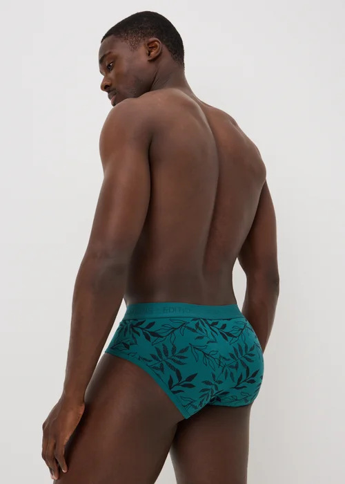 5 Pack Teal Leaf Print Briefs - S Image 2