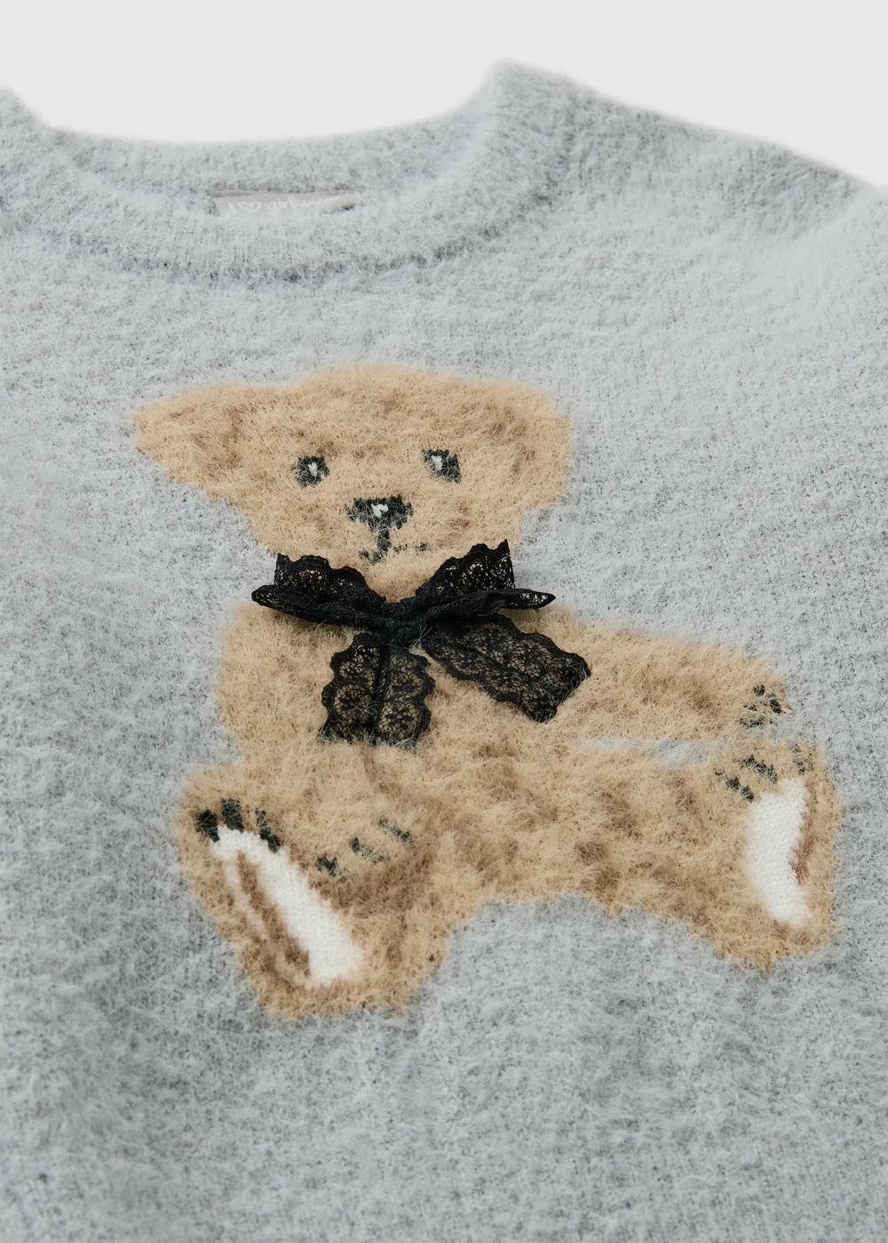 Girls Grey Bear Print Knitted Jumper (7-15yrs) - 7 Yrs Image 2
