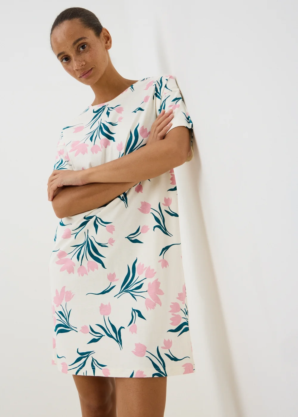 Pink Floral Tulip Nightie - XS Image 1