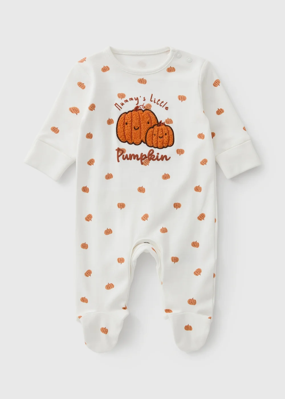 Baby Cream Mummy Pumpkin Sleepsuit (0-23mths) - 0-3 months Image 1