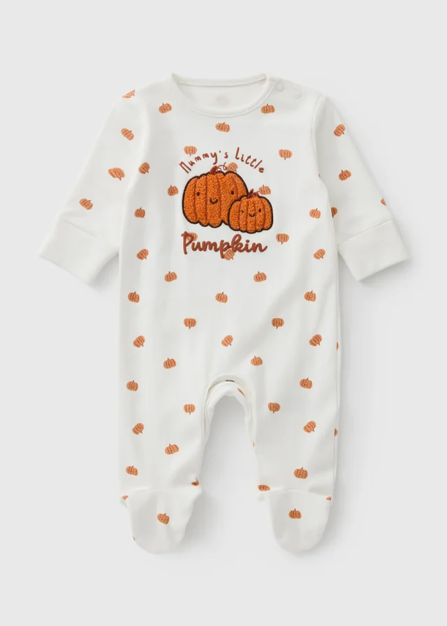 Baby Cream Mummy Pumpkin Sleepsuit (0-23mths)