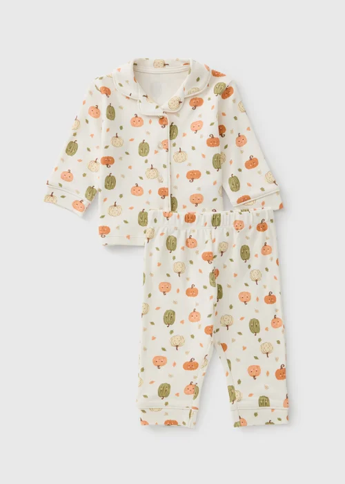 Baby Cream Pumpkin Pyjama Set (0-23mths) - 0-3 months Image 1