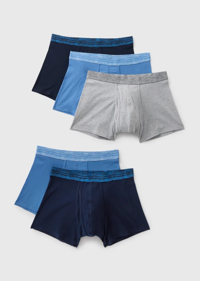 5 Pack Multi Blue Trunk Boxers