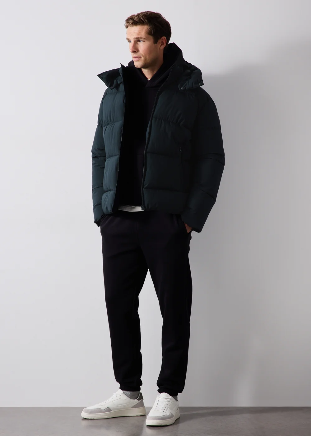 Navy Mid Length Puffer Coat - XS Image 2