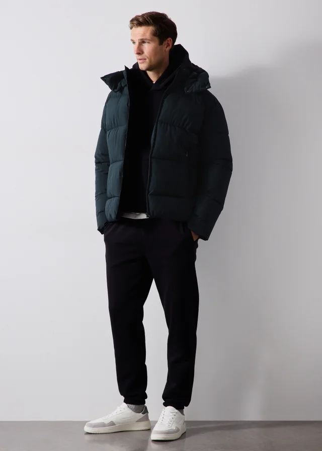 Navy Mid Length Puffa Coat