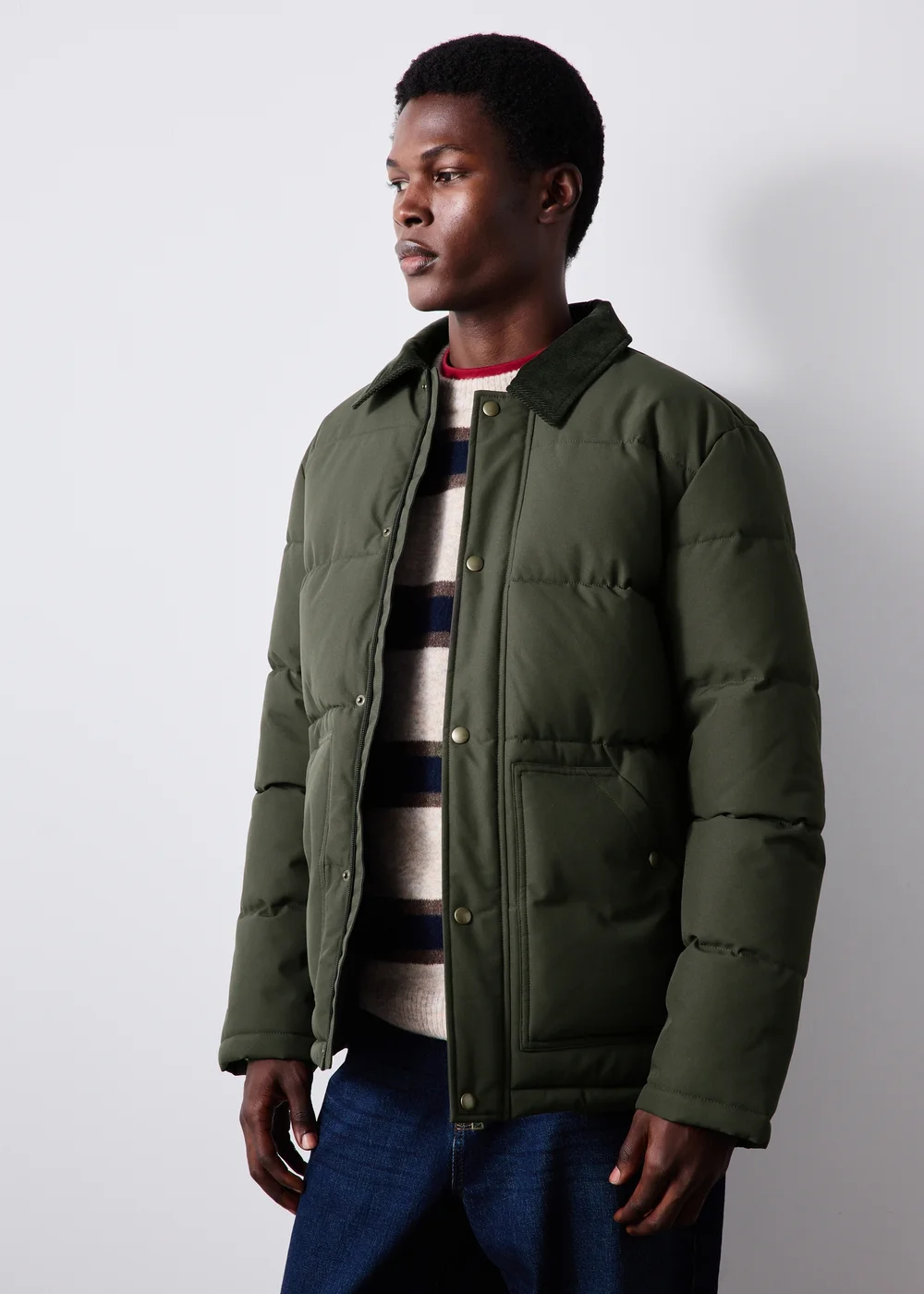 Khaki Canvas Puffa Coat - XS Image 1