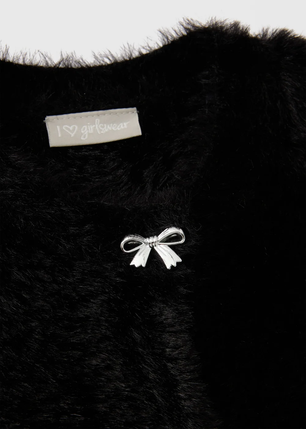 Girls Black Fluffy Bow Button Cardigan (7-15yrs) - 7 Yrs Image 2