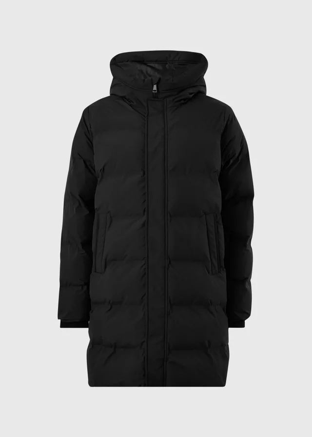Black Longline Showerproof Puffer Coat
