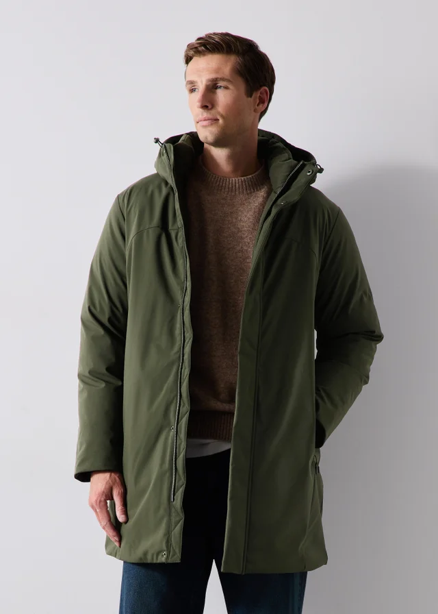 Khaki Padded Showerproof Parka Coat