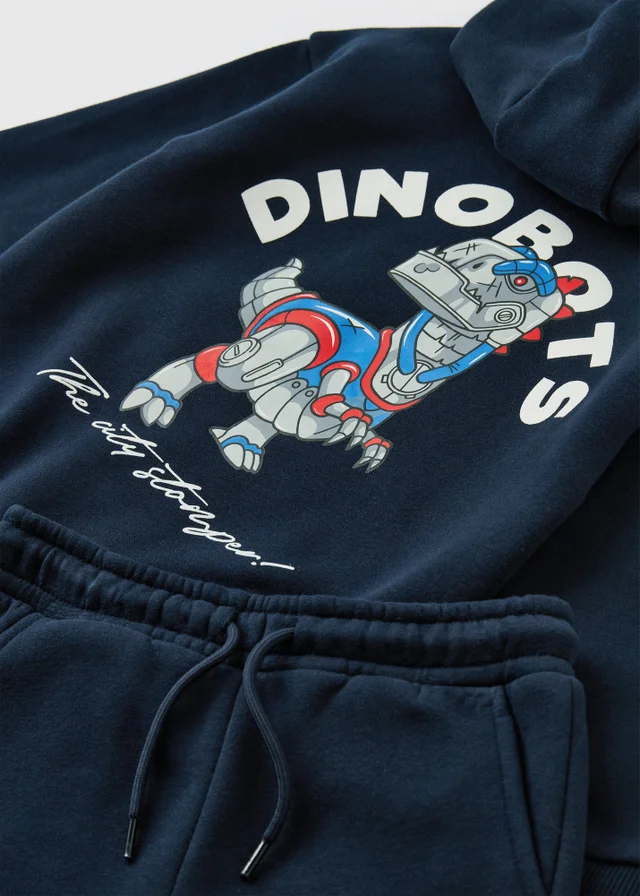 Boys Navy Dinobots Hoodie & Jogging Bottoms Set (1-8yrs)