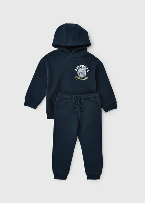 Boys Navy Dinobots Hoodie & Jogging Bottoms Set (1-8yrs) - 2-3 Yrs Image 1