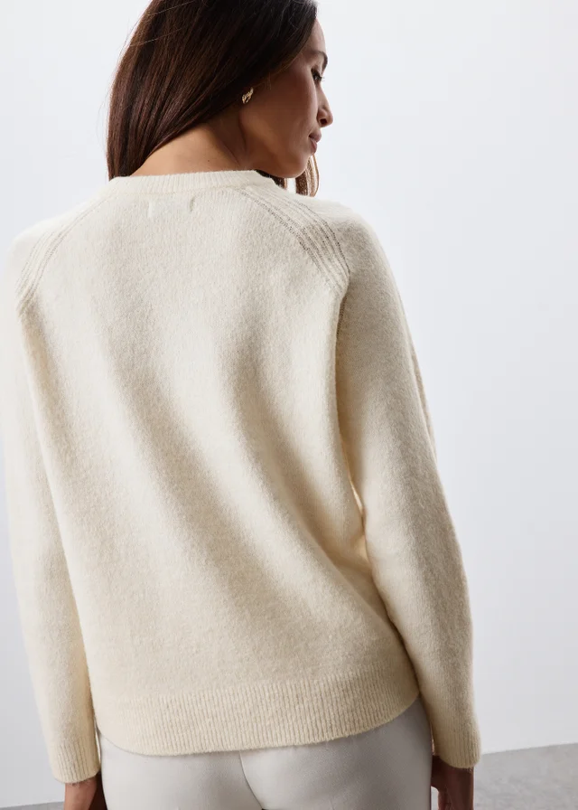 Cream Crew Neck Knitted Jumper
