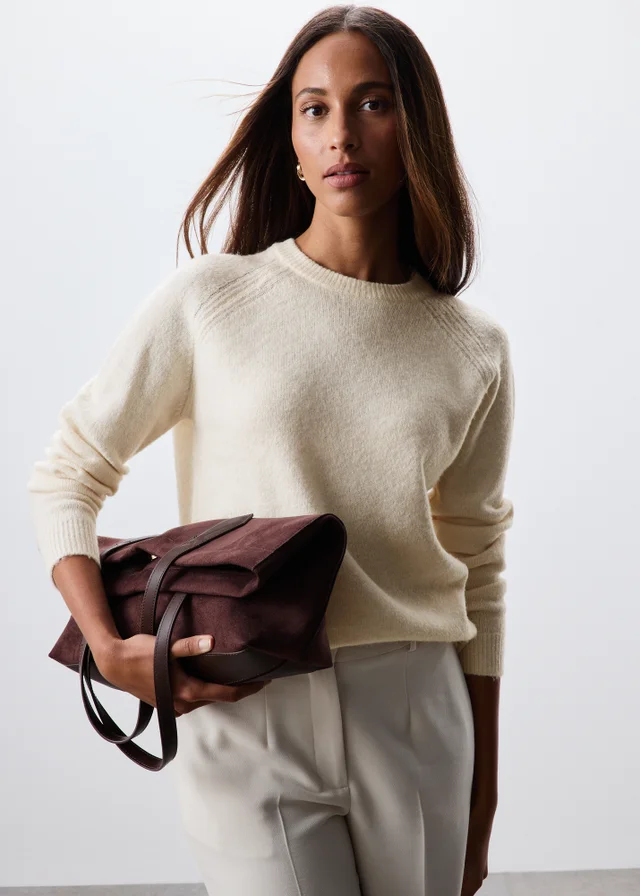 Cream Crew Neck Knitted Jumper